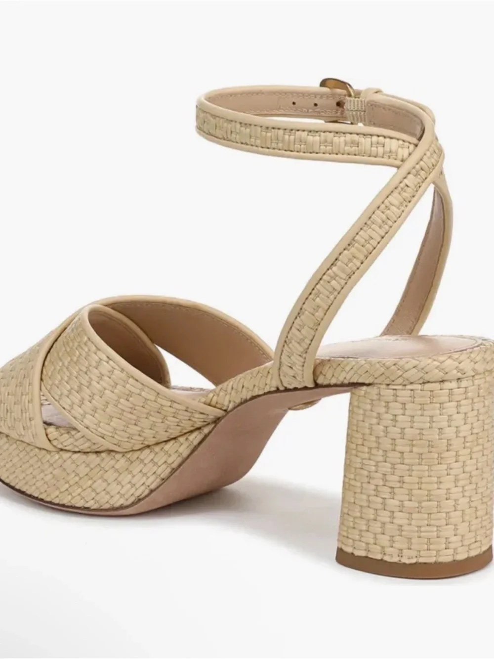 Veronica Beard Danika Raffia Platform Block Heel Sandals Sz 12 summer Resortwear